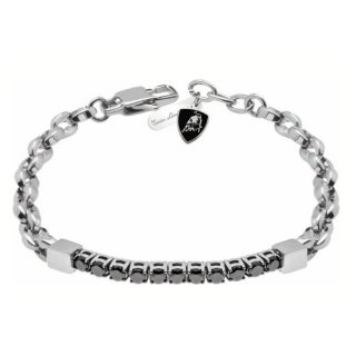 Tonino Lamborghini - Bracciale Tennis Uomo - Acciaio - Cristalli Neri