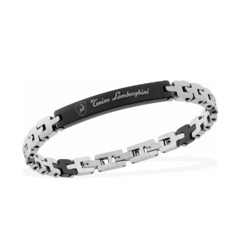Tonino Lamborghini - Bracciale Uomo - Acciaio - Dettagli Neri