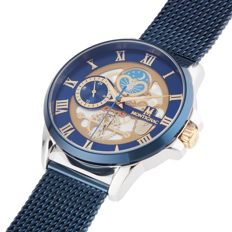 Montignac - Mow611 Uomo - Acciaio - Quadrante Blu