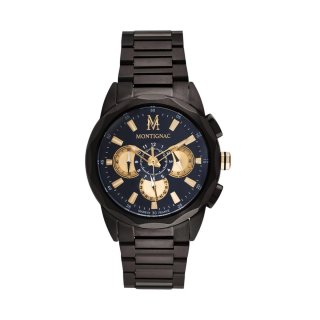 Montignac - Mow907 Uomo - Acciaio - Quadrante Nero/Oro