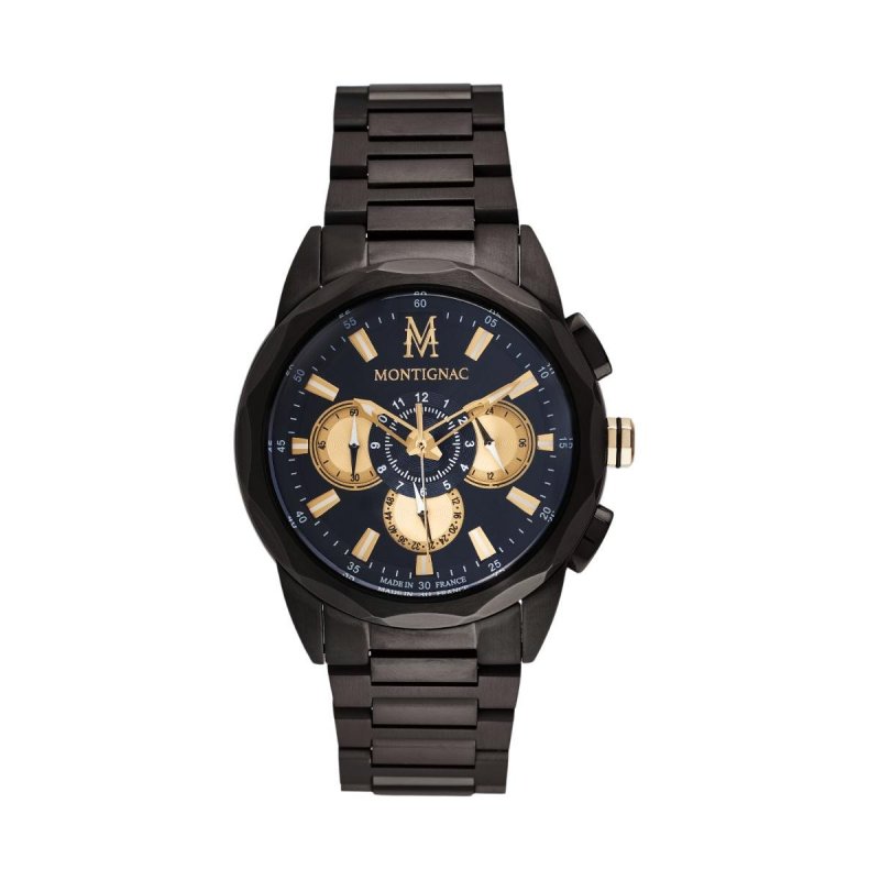 Montignac - Mow907 Uomo - Acciaio - Quadrante Nero/Oro