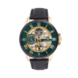 Montignac - Mow609 Uomo - Quadrante Verde - Pelle Nera