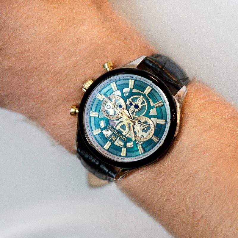 Montignac - Mow607 Uomo - Pelle Verde - Acciaio 42Mm