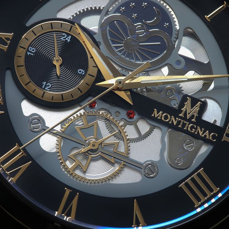 Montignac - Mow158 Uomo - Acciaio Oro Rosa - Quadrante Nero