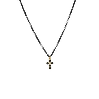 Girocollo Croce Smalto E Diamante Lab-Grown Con Catena Verniciata - Oro18Kt
