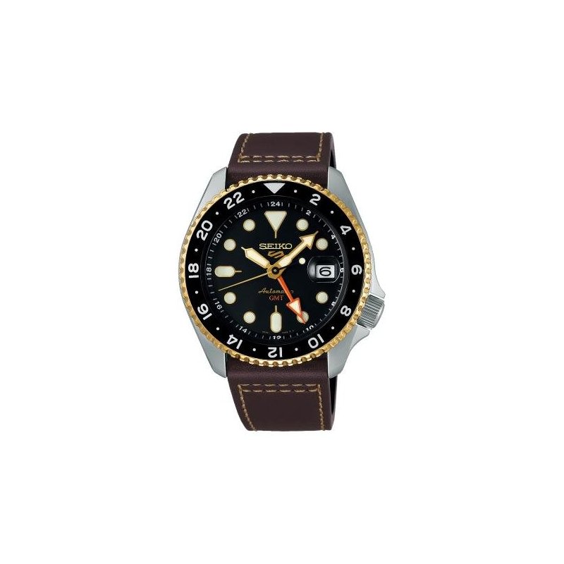 Seiko - Orologio 5 Sports Gmt - Automatico - Pelle Marrone