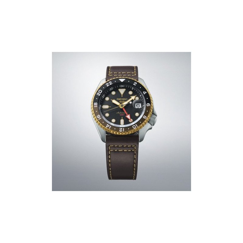 Seiko - Orologio 5 Sports Gmt - Automatico - Pelle Marrone