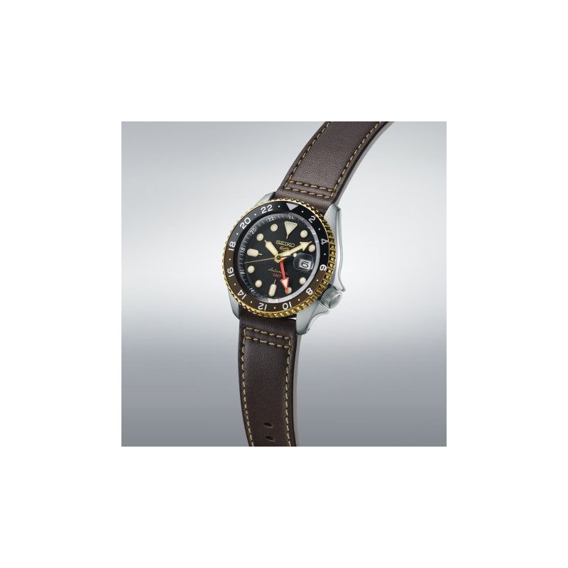 Seiko - Orologio 5 Sports Gmt - Automatico - Pelle Marrone