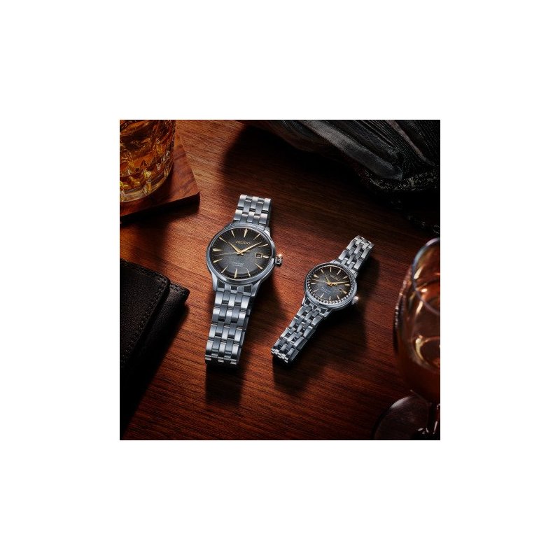 Seiko - Presage Cocktail Automatico - Acciaio - Quadrante Nero/Grigio