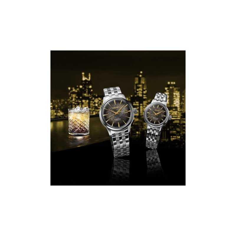 Seiko - Presage Cocktail Automatico - Acciaio - Quadrante Nero/Grigio