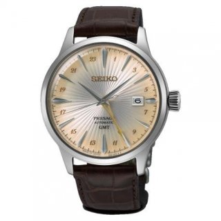 Seiko - Presage Cocktail Gmt - Quadrante Champagne - Pelle Marrone