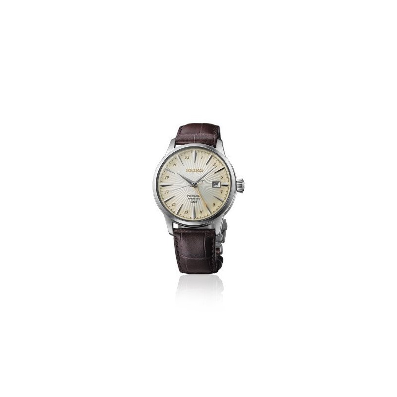 Seiko - Presage Cocktail Gmt - Quadrante Champagne - Pelle Marrone
