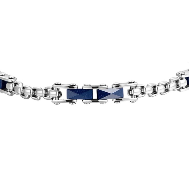 Luca Barra - Bracciale Uomo Acciaio - Ceramica Blu - Design Moderno