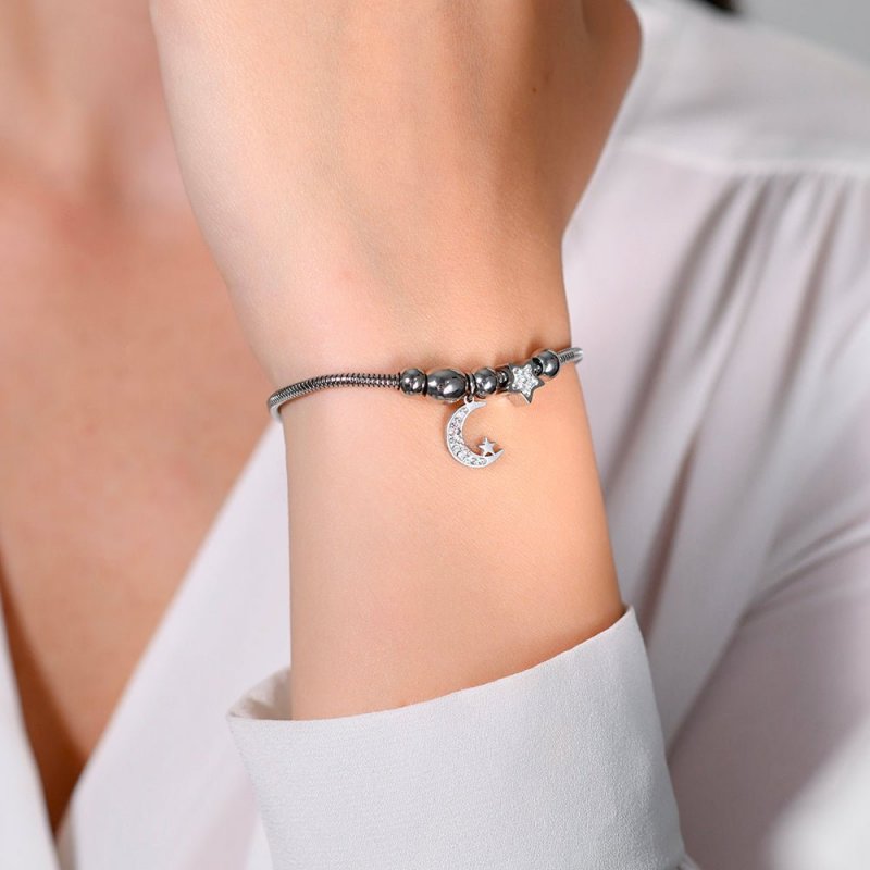 Luca Barra - Bracciale Luna E Cristalli - Acciaio - Donna