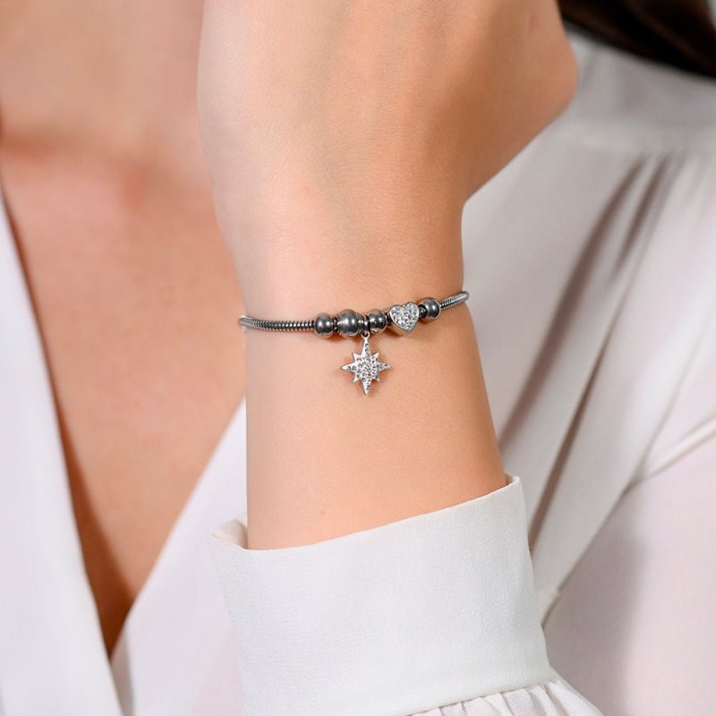 Luca Barra - Bracciale Stella Di Sissi - Acciaio - Cristalli Bianchi