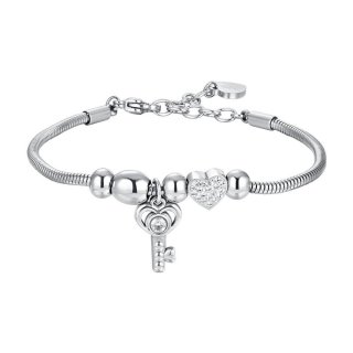 Luca Barra - Bracciale Donna Acciaio - Chiave - Cristalli Bianchi
