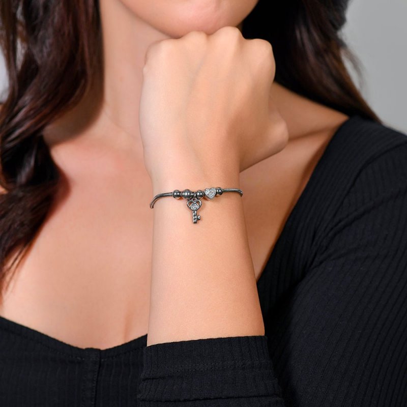 Luca Barra - Bracciale Donna Acciaio - Chiave - Cristalli Bianchi