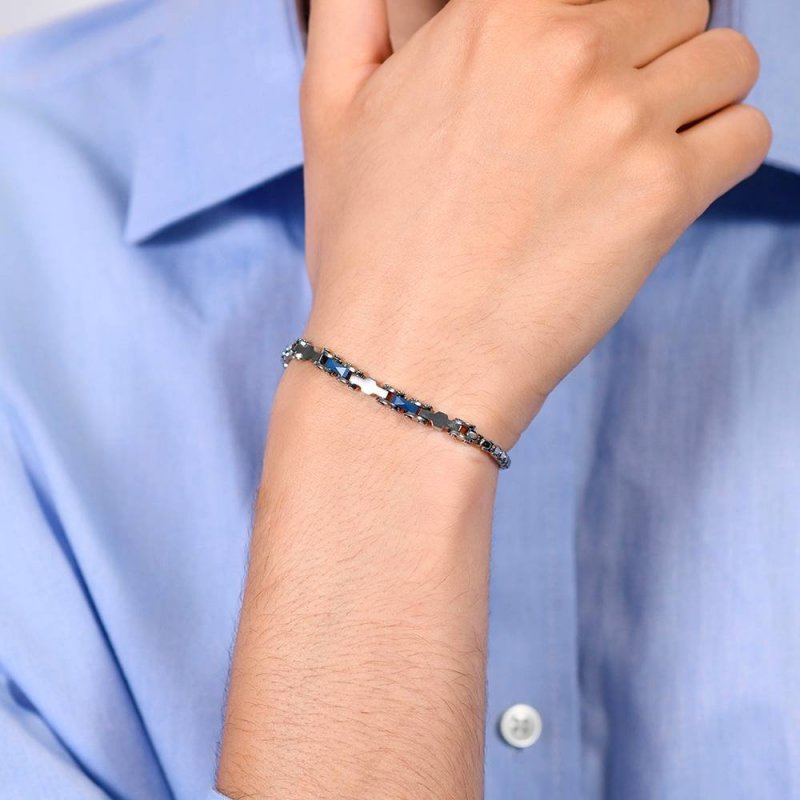 Luca Barra - Bracciale Uomo Acciaio - Ceramica Blu - Eleganza Moderna