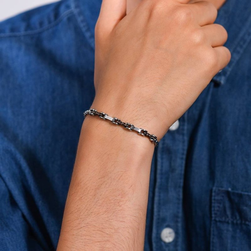 Luca Barra - Bracciale Uomo Acciaio - Ip Nero - Ip Rose