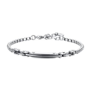 Luca Barra - Bracciale Uomo Acciaio - Piastra - Elementi Ip Nero