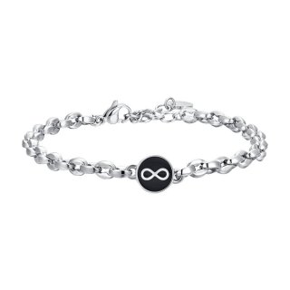 Luca Barra - Bracciale Uomo Infinito - Acciaio - Smalto Nero