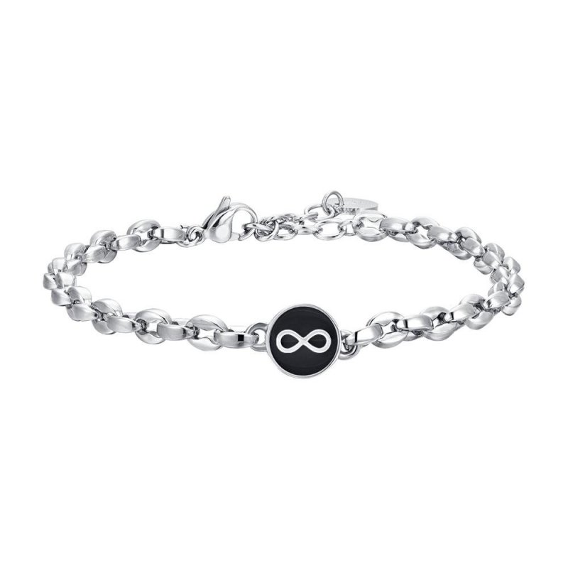 Luca Barra - Bracciale Uomo Infinito - Acciaio - Smalto Nero