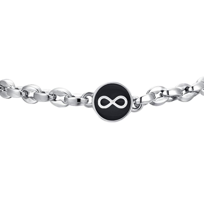 Luca Barra - Bracciale Uomo Infinito - Acciaio - Smalto Nero