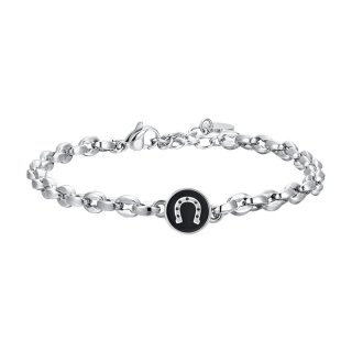 Luca Barra - Bracciale Uomo Acciaio - Ferro Di Cavallo - Smalto Nero