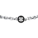 Luca Barra - Bracciale Uomo Acciaio - Quadrifoglio - Smalto Nero