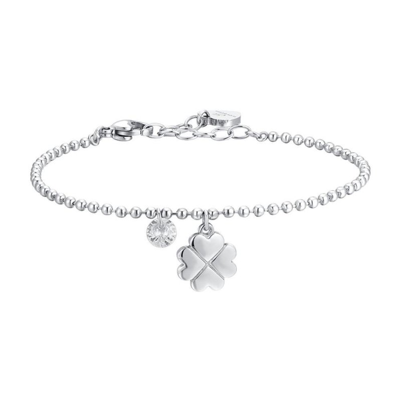 Luca Barra - Bracciale Donna Quadrifoglio - Acciaio - Zircone Bianco