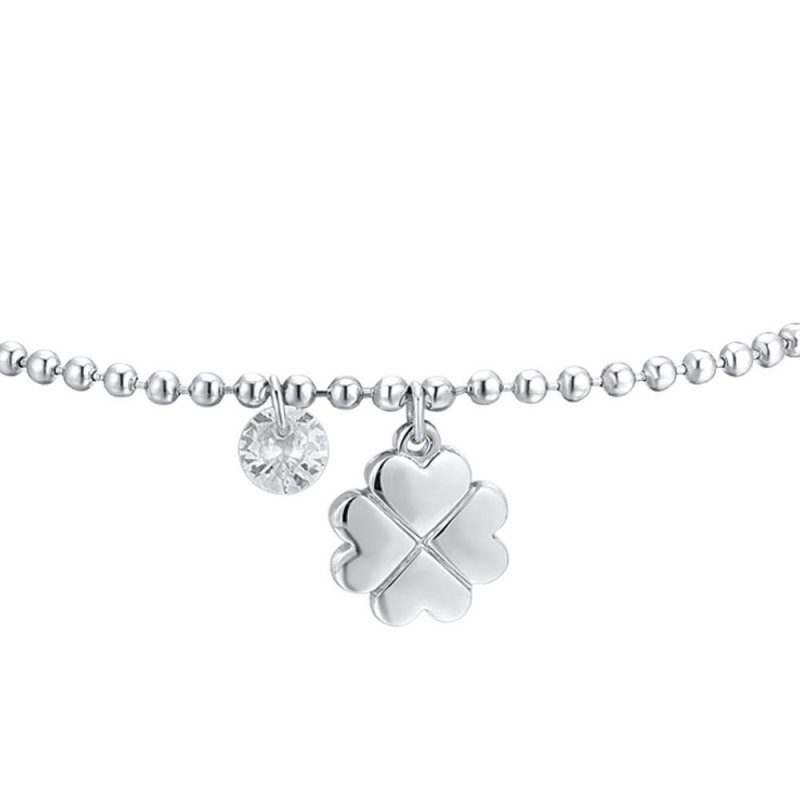 Luca Barra - Bracciale Donna Quadrifoglio - Acciaio - Zircone Bianco