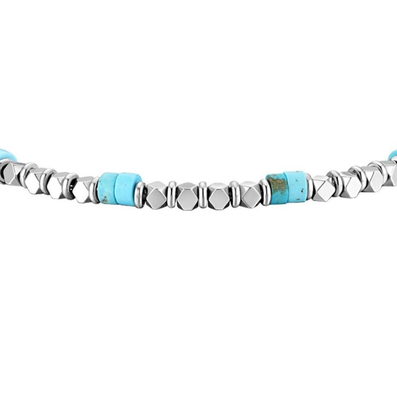 Luca Barra - Bracciale Uomo - Acciaio - Ematite E Turchesi