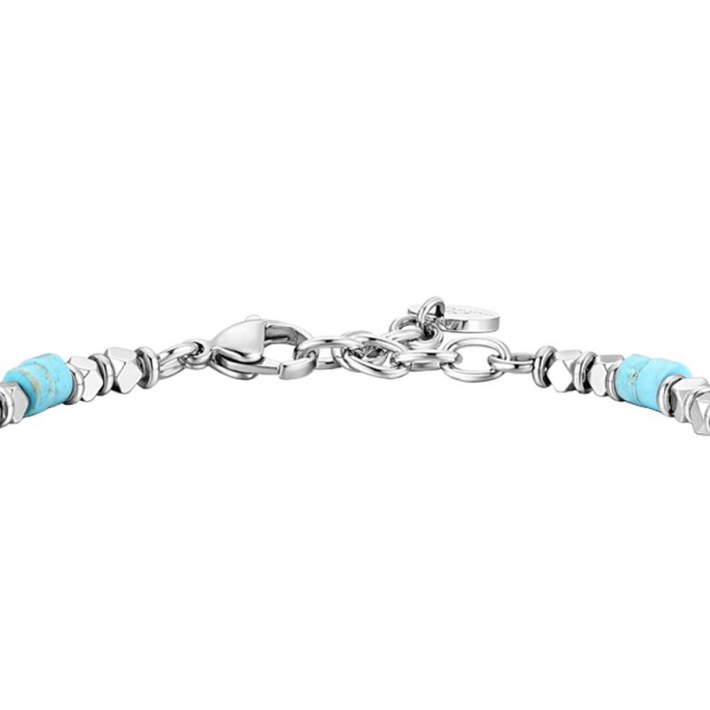 Luca Barra - Bracciale Uomo - Acciaio - Ematite E Turchesi