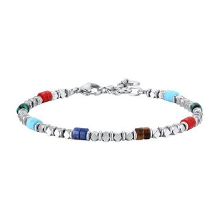 Luca Barra - Bracciale Uomo Acciaio - Ematite - Pietre Multicolor