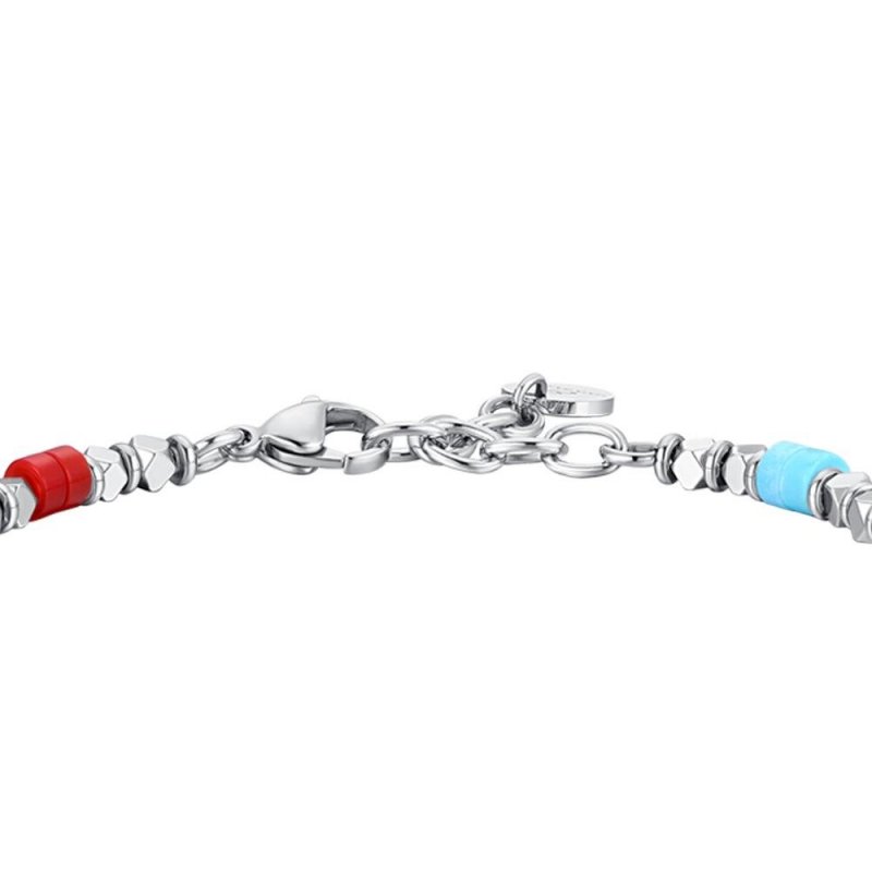 Luca Barra - Bracciale Uomo Acciaio - Ematite - Pietre Multicolor