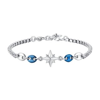 Luca Barra - Bracciale Uomo Acciaio - Rosa Dei Venti - Ip Blu