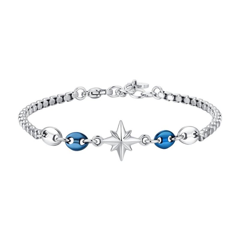 Luca Barra - Bracciale Uomo Acciaio - Rosa Dei Venti - Ip Blu