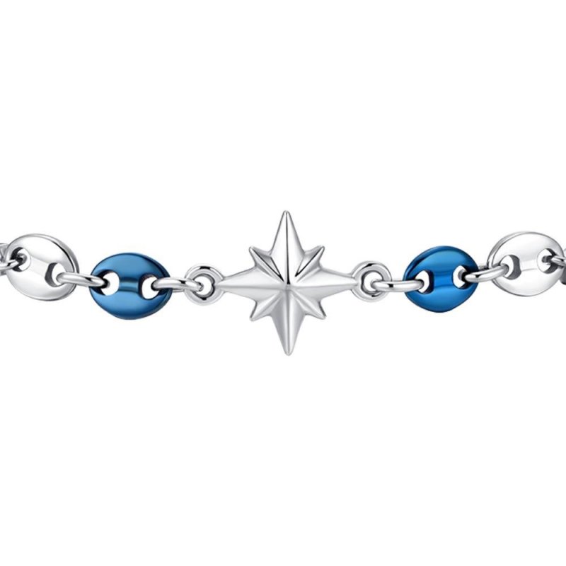 Luca Barra - Bracciale Uomo Acciaio - Rosa Dei Venti - Ip Blu