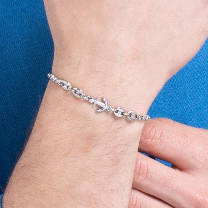 Luca Barra - Bracciale Uomo Acciaio - Ancora - Elementi Marini