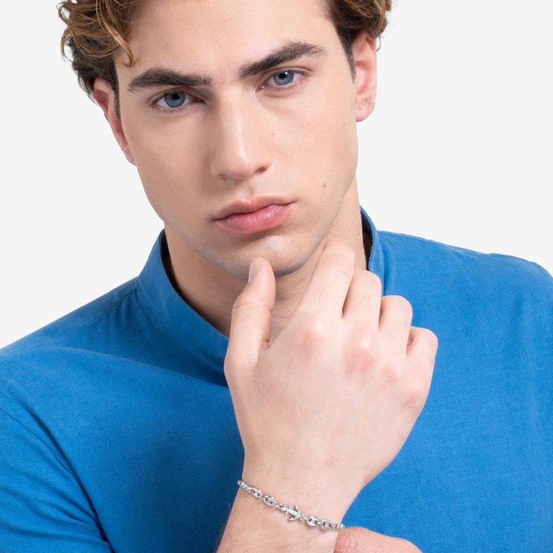 Luca Barra - Bracciale Uomo Acciaio - Ancora - Elementi Marini