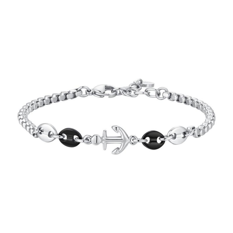 Luca Barra - Bracciale Uomo - Acciaio Ip Nero - Ancora