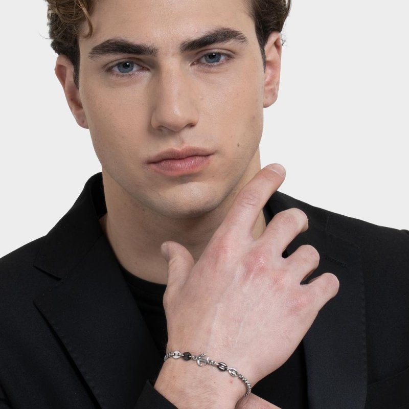 Luca Barra - Bracciale Uomo - Acciaio Ip Nero - Ancora