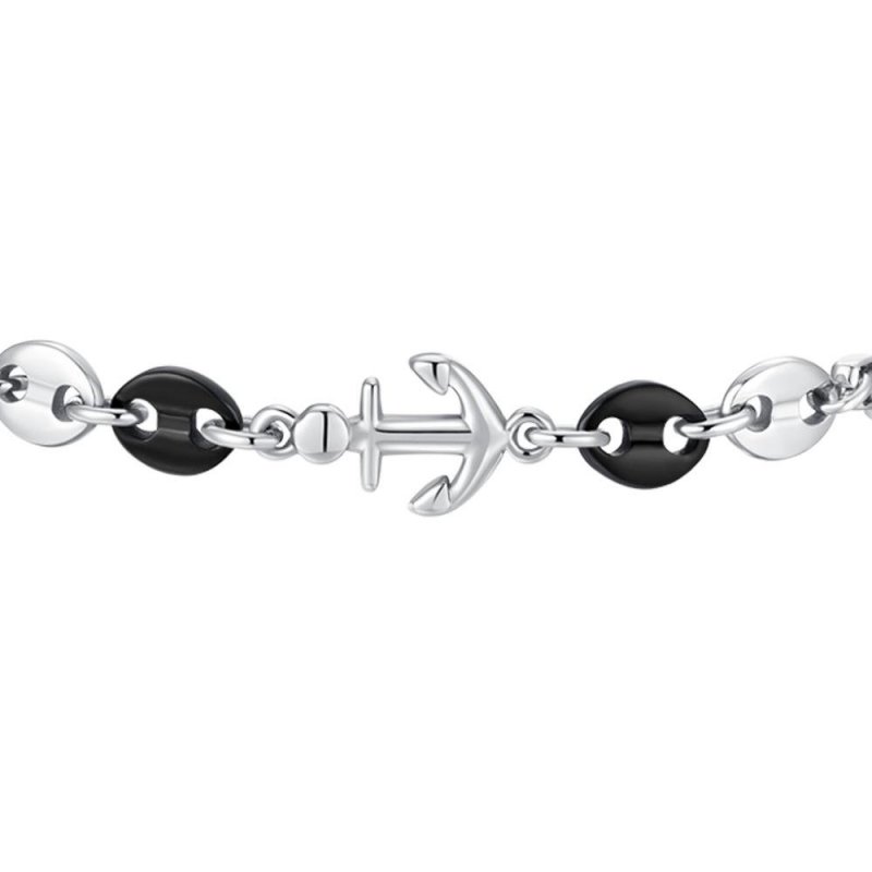 Luca Barra - Bracciale Uomo - Acciaio Ip Nero - Ancora