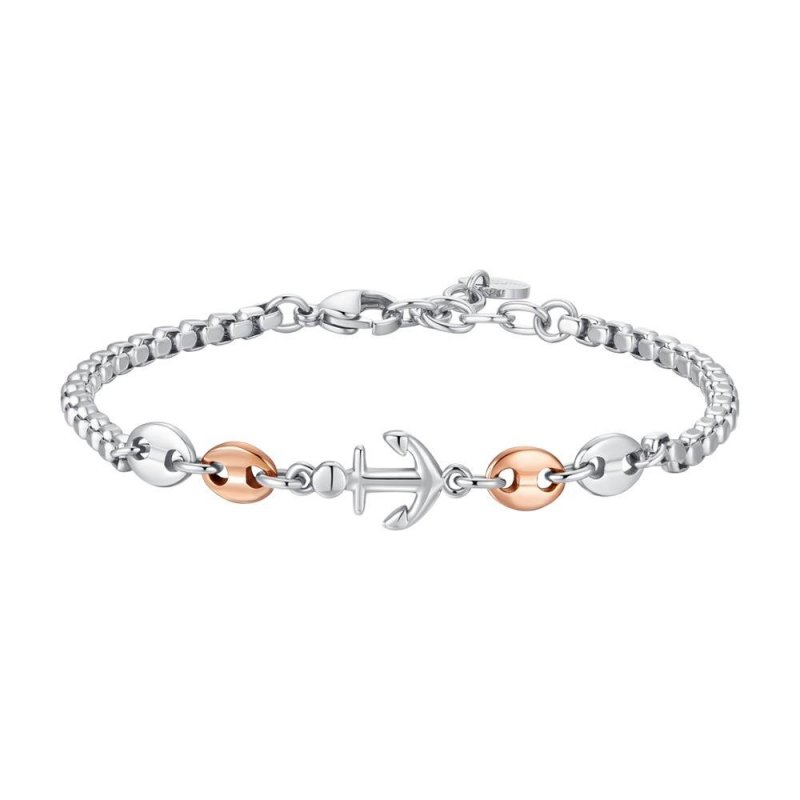 Luca Barra - Bracciale Uomo Acciaio - Ancora - Ip Rose