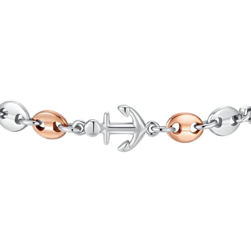 Luca Barra - Bracciale Uomo Acciaio - Ancora - Ip Rose