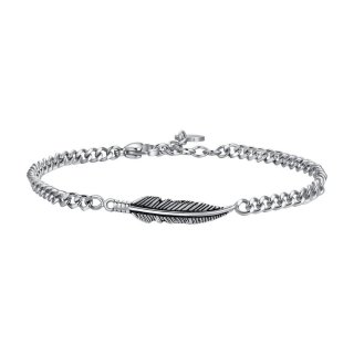 Luca Barra - Bracciale Uomo Acciaio - Piuma - Elegante