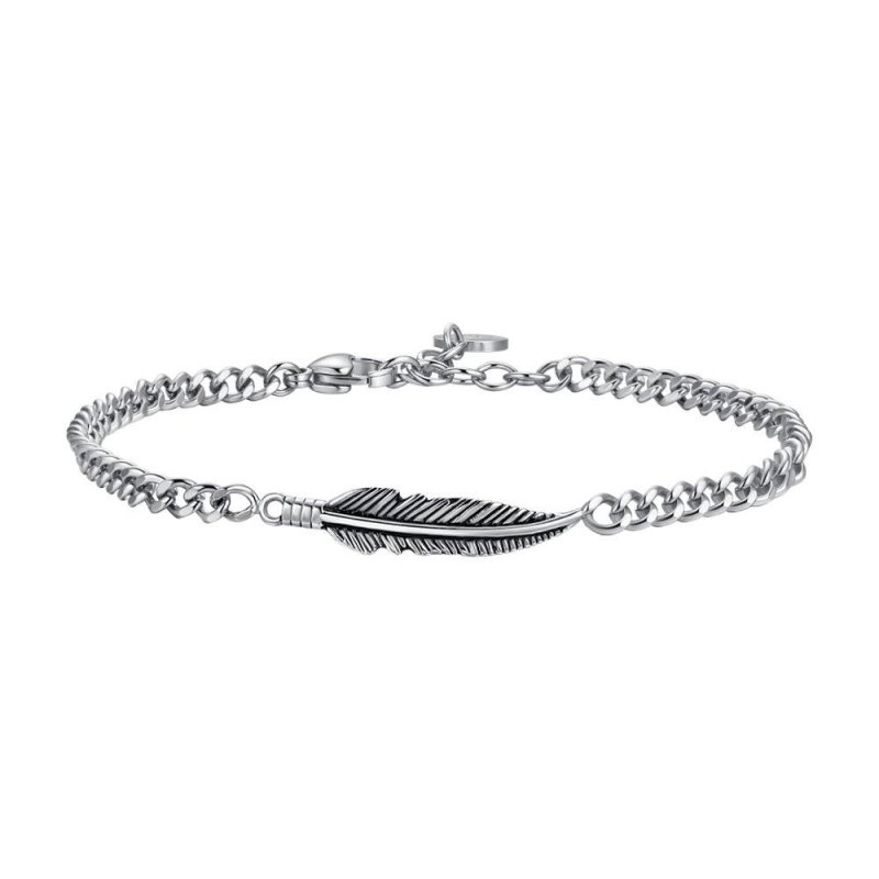 Luca Barra - Bracciale Uomo Acciaio - Piuma - Elegante