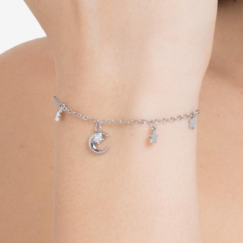 Luca Barra - Bracciale Luna - Acciaio - Zircone Bianco - Donna