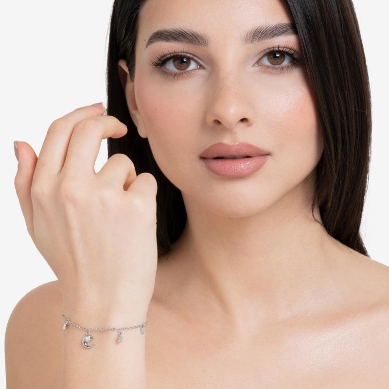 Luca Barra - Bracciale Luna - Acciaio - Zircone Bianco - Donna