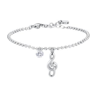 Luca Barra - Bracciale Donna - Acciaio - Nota Musicale - Zircone Bianco